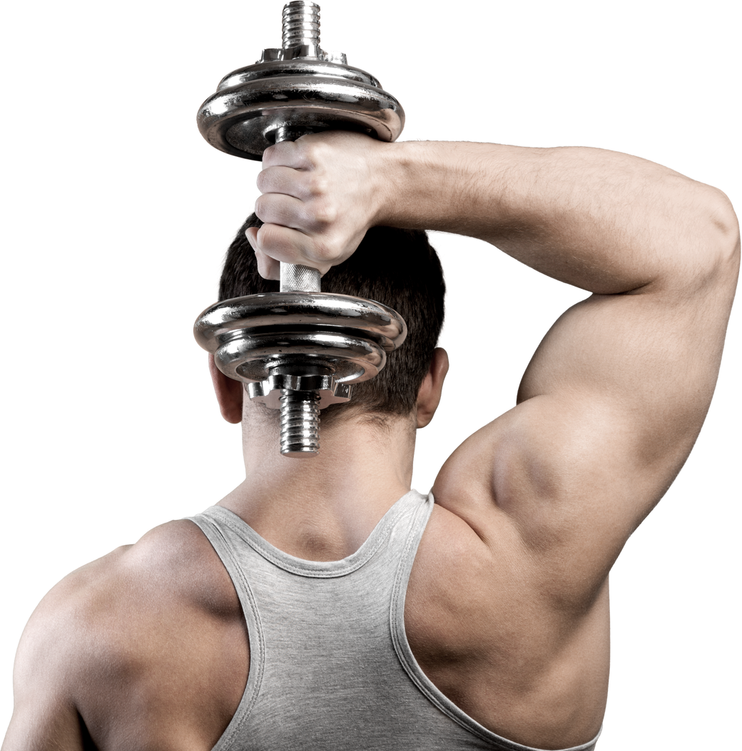 Man Doing a Dumbbell Tricep Workout